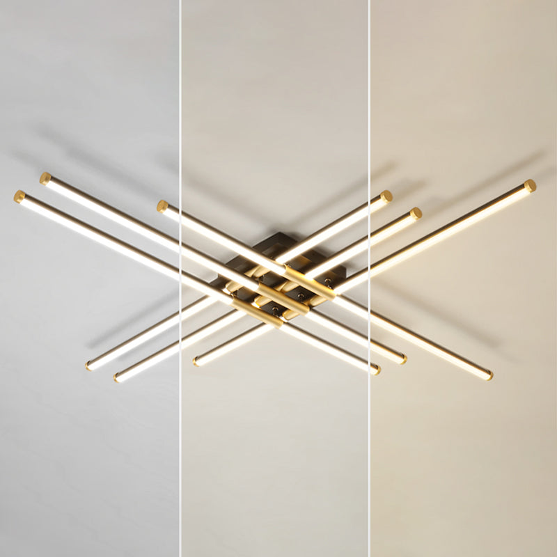 New Modern Linear Sputnik Flush Mount Ceiling Light Aluminum Living Room Flush Light