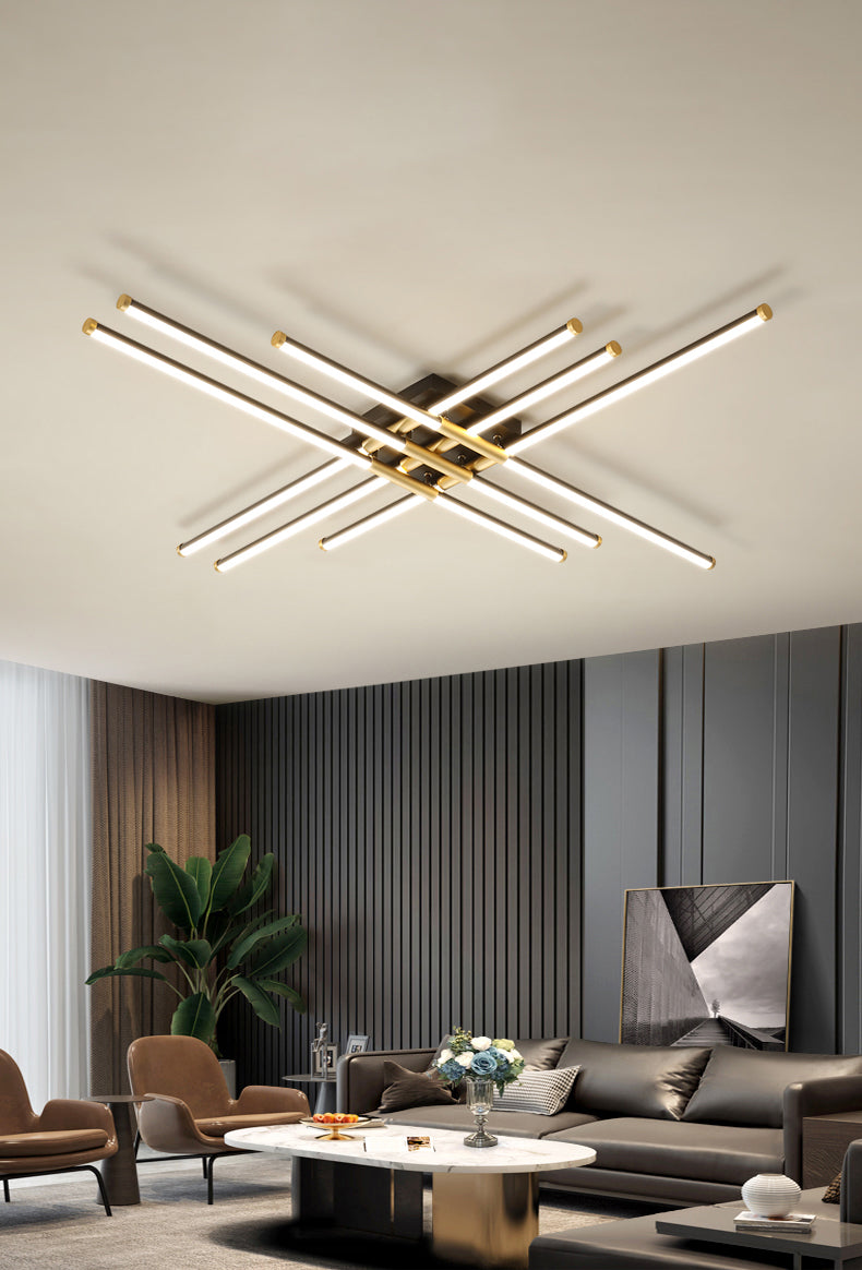 New Modern Linear Sputnik Flush Mount Ceiling Light Aluminum Living Room Flush Light