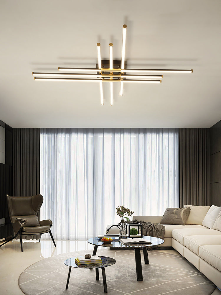 New Modern Linear Sputnik Flush Mount Ceiling Light Aluminum Living Room Flush Light