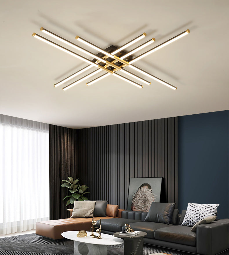 New Modern Linear Sputnik Flush Mount Ceiling Light Aluminum Living Room Flush Light