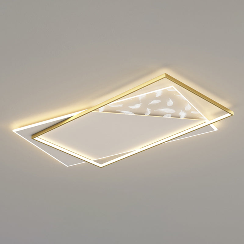 Stagger LED Geometric Feather LED Ceiling Fixture in Modern Simplicity Wrought Iron Flush Mount for Lobby