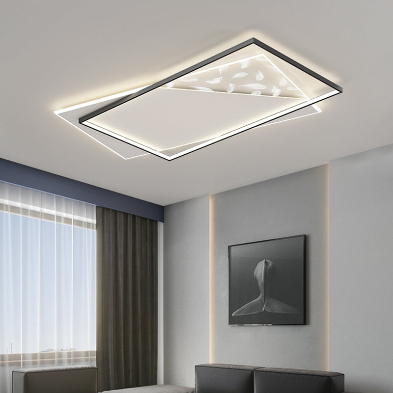 Stagger LED Geometric Feather LED Ceiling Fixture in Modern Simplicity Wrought Iron Flush Mount for Lobby