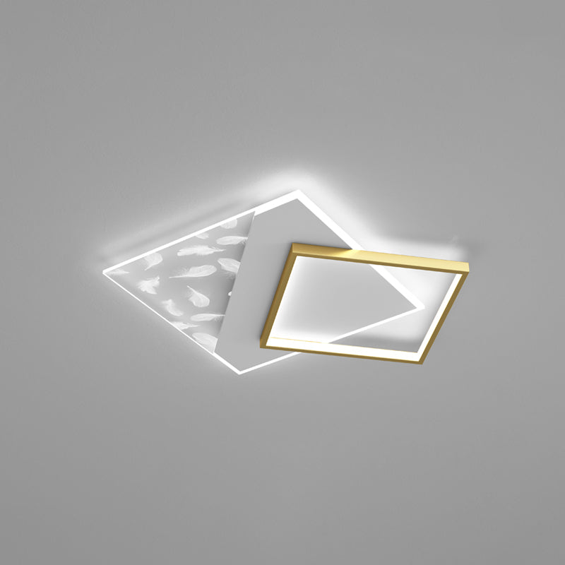 Stagger LED Geometric Feather LED Ceiling Fixture in Modern Simplicity Wrought Iron Flush Mount for Lobby