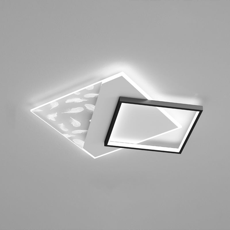 Stagger LED Geometric Feather LED Ceiling Fixture in Modern Simplicity Wrought Iron Flush Mount for Lobby