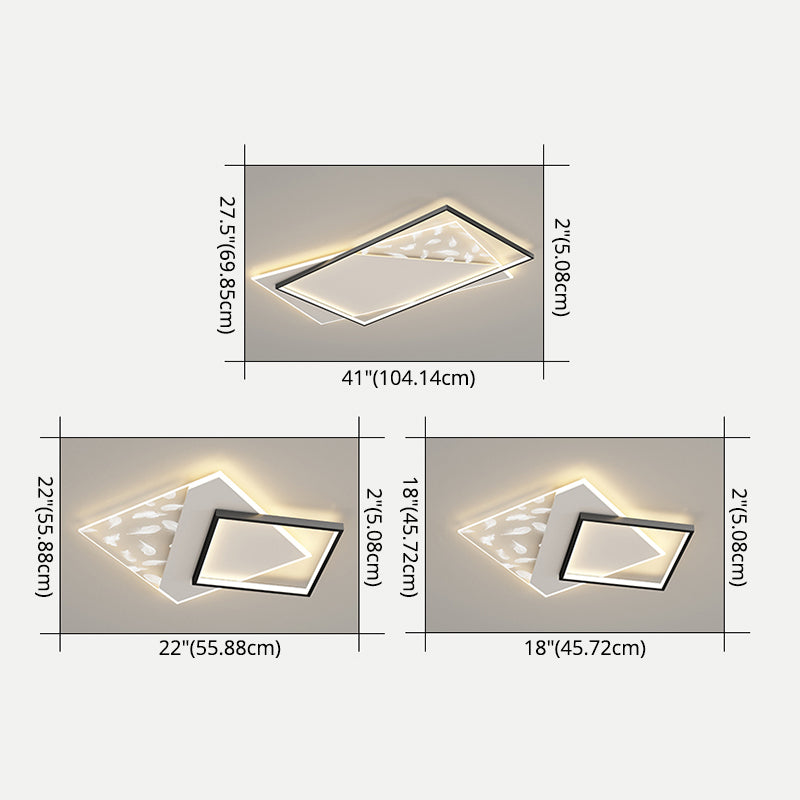 Stagger LED Geometric Feather LED Ceiling Fixture in Modern Simplicity Wrought Iron Flush Mount for Lobby