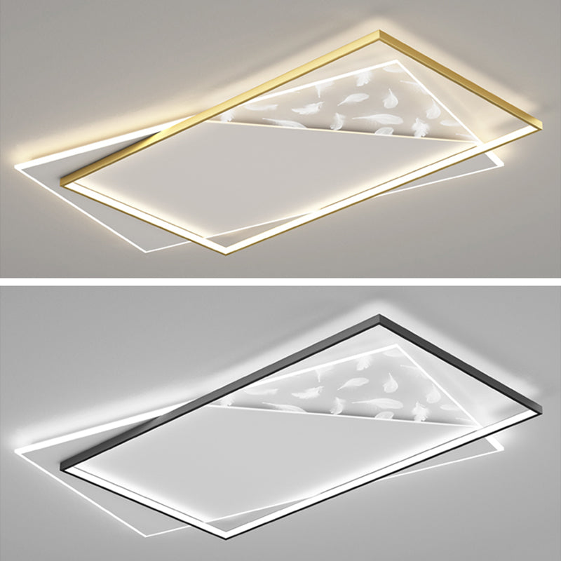 Stagger LED Geometric Feather LED Ceiling Fixture in Modern Simplicity Wrought Iron Flush Mount for Lobby