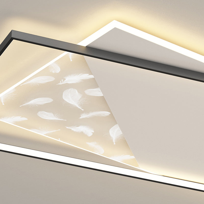 Stagger LED Geometric Feather LED Ceiling Fixture in Modern Simplicity Wrought Iron Flush Mount for Lobby