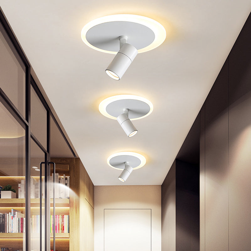 Modern 3-Light LED Flush Mount Lighting Track Light White Spotlight Round Light for Bedroom or Balcony