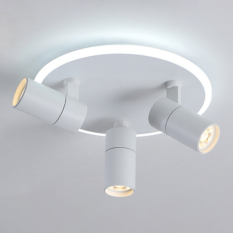 Modern 3-Light LED Flush Mount Lighting Track Light White Spotlight Round Light for Bedroom or Balcony