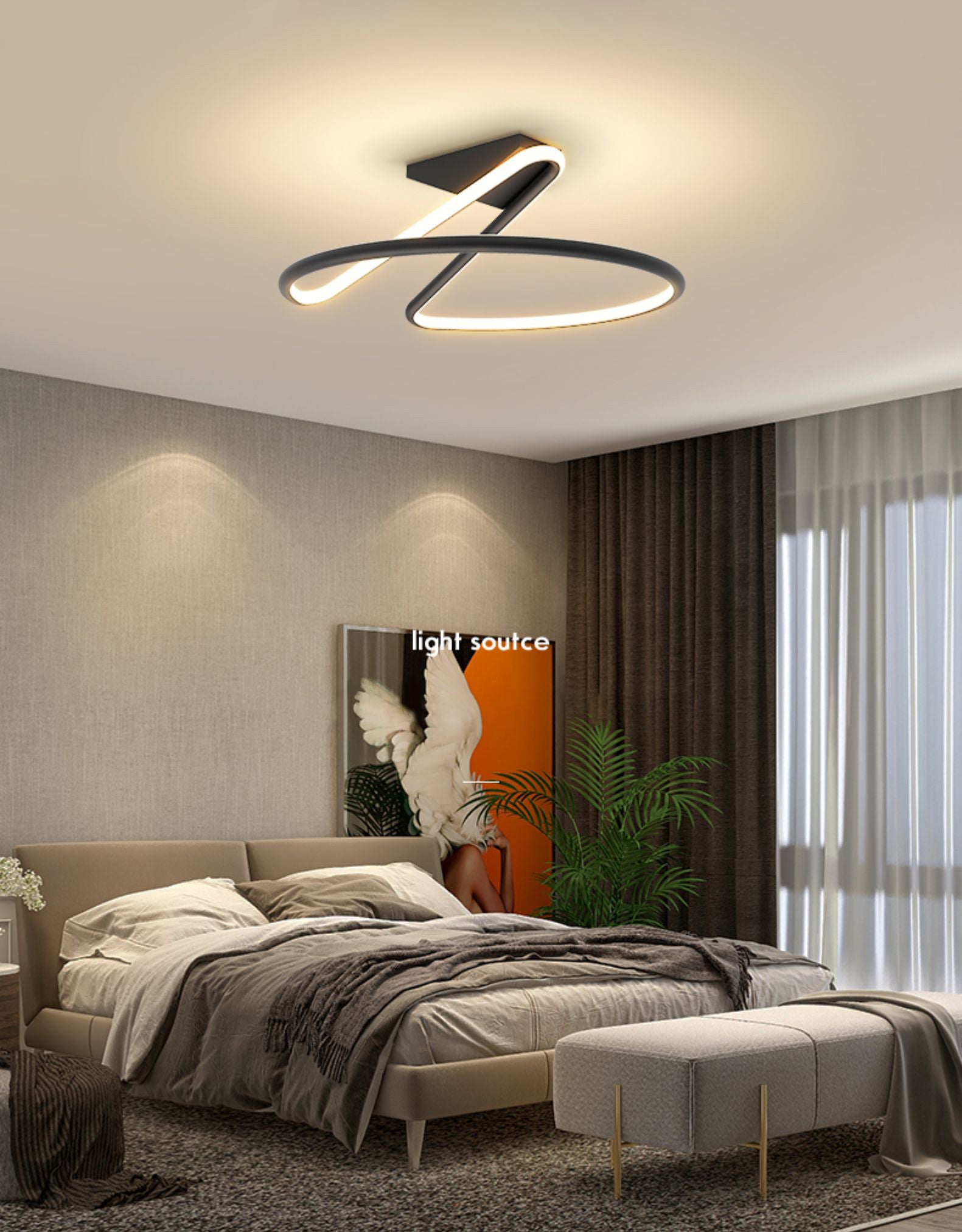 Linear Acrylique Flush Mount Modern Style 1-Light Ceiling Light Fixture for Bedroom