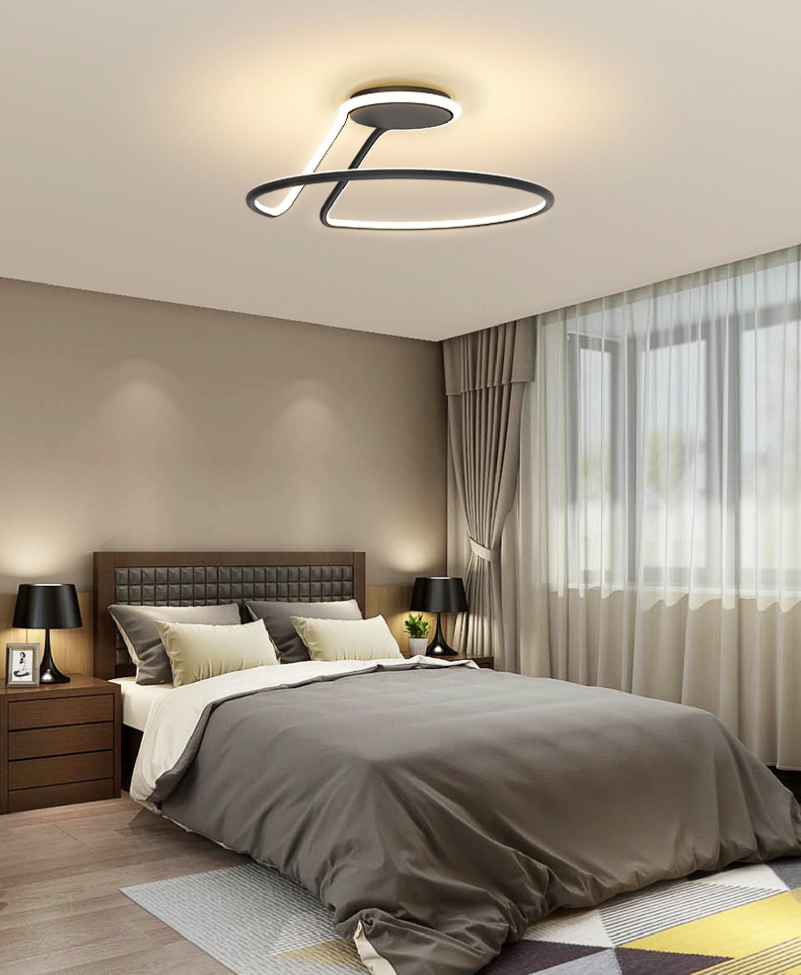 Linear Acrylique Flush Mount Modern Style 1-Light Ceiling Light Fixture for Bedroom