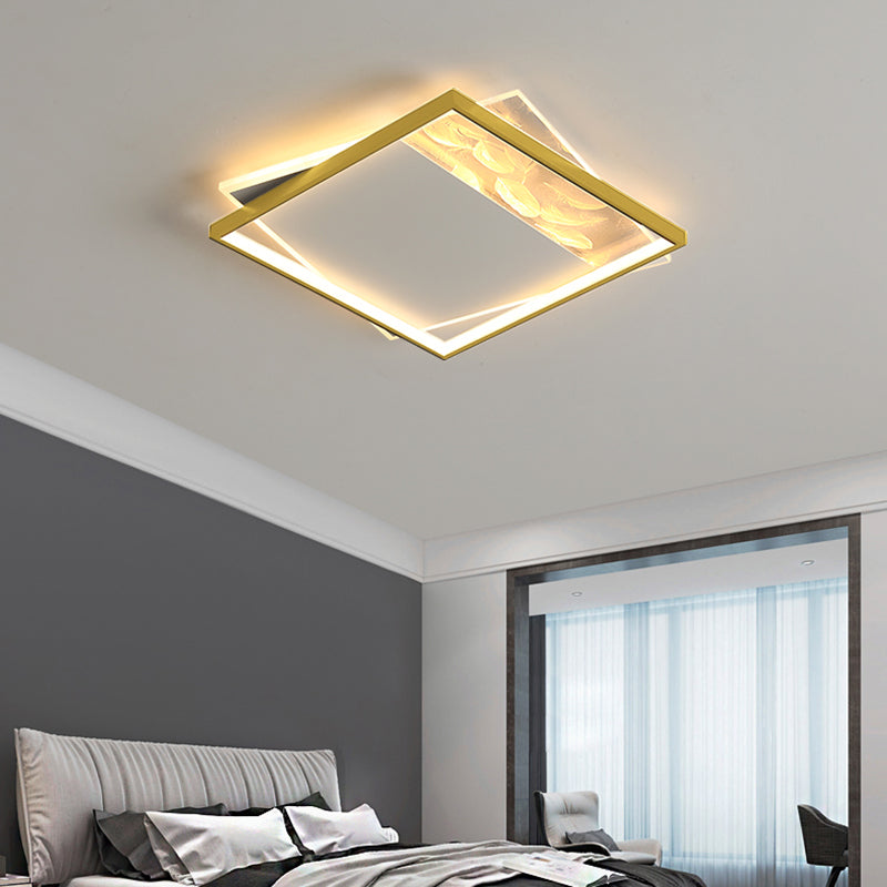 LED géométrique à LED à LED à lutte contre le plafond à la simplicité moderne Plume Plured Fer Flush Mount pour le salon