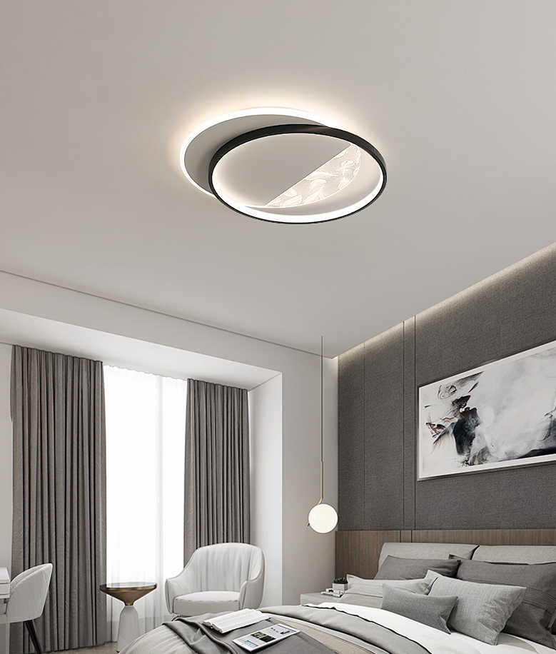 LED géométrique à LED à LED à lutte contre le plafond à la simplicité moderne Plume Plured Fer Flush Mount pour le salon