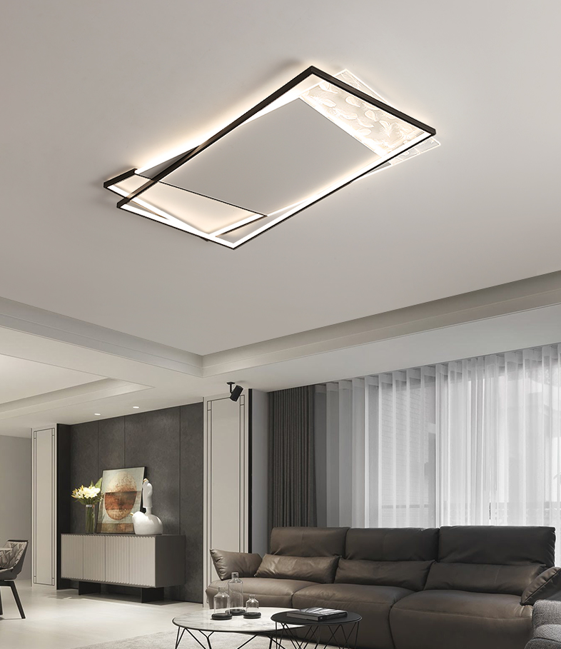 LED géométrique à LED à LED à lutte contre le plafond à la simplicité moderne Plume Plured Fer Flush Mount pour le salon