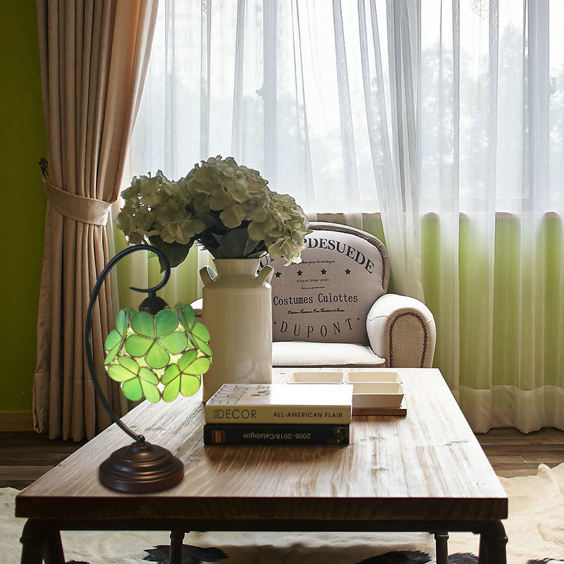 Table en forme de fleur Lumite tête simple beige / rose / jaune en verre Tiffany Style Table table de nuit pour chambre à coucher