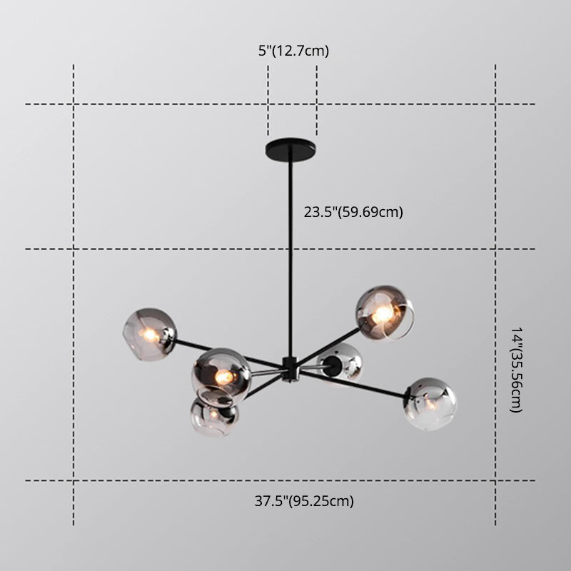 Gearceerde hanglampverlichtingsarmatuur minimalistische stijl glashangende kroonluchter voor woonkamer