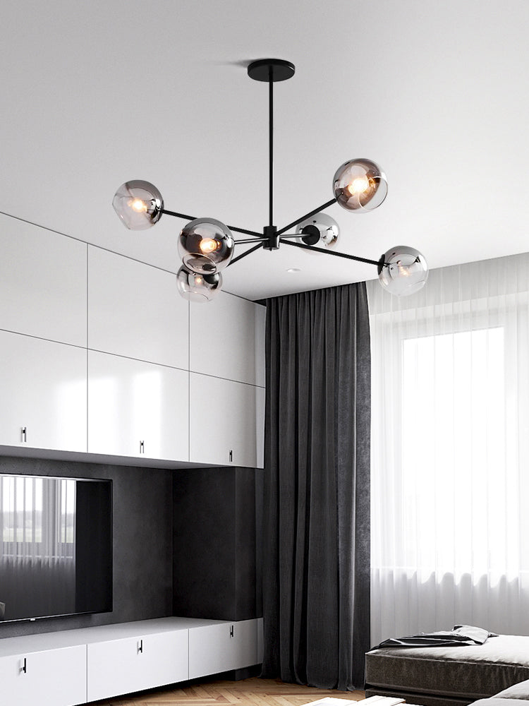 Gearceerde hanglampverlichtingsarmatuur minimalistische stijl glashangende kroonluchter voor woonkamer