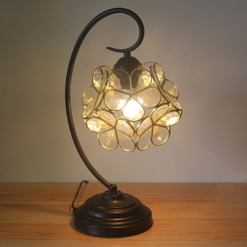 Table en forme de fleur Lumite tête simple beige / rose / jaune en verre Tiffany Style Table table de nuit pour chambre à coucher