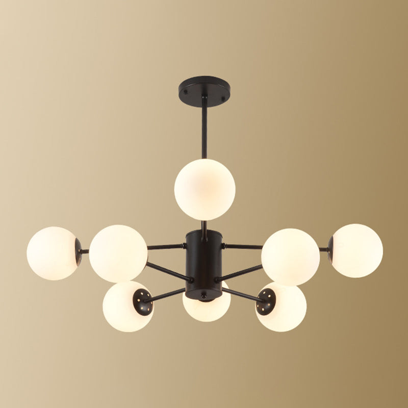 Glass Round Chandelier Pendant Light Minimalist-Style Cream Hanging Ceiling Light