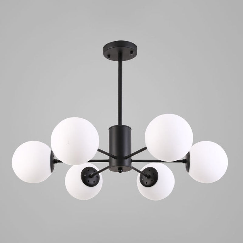 Glass Round Chandelier Pendant Light Minimalist-Style Cream Hanging Ceiling Light