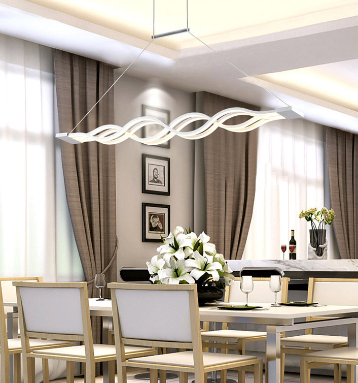 Wave Large Kitchen Pendant Lights Acrylic Modern Simplicity Island Chandelier Lights for Restaurant