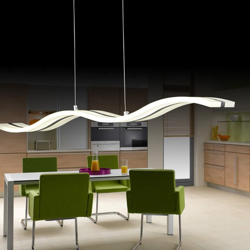Wave Large Kitchen Pendant Lights Acrylic Modern Simplicity Island Chandelier Lights for Restaurant