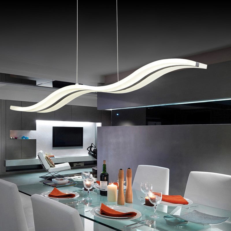 Wave Large Kitchen Pendant Lights Acrylic Modern Simplicity Island Chandelier Lights for Restaurant