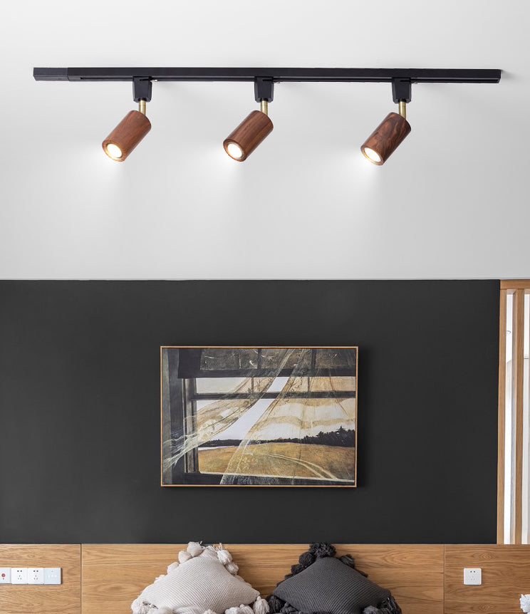 Kits d'éclairage sur rail en rondins nordiques, minimaliste japonais, pour la maison, le salon, Rail de guidage à Angle réglable, petit projecteur monté en Surface