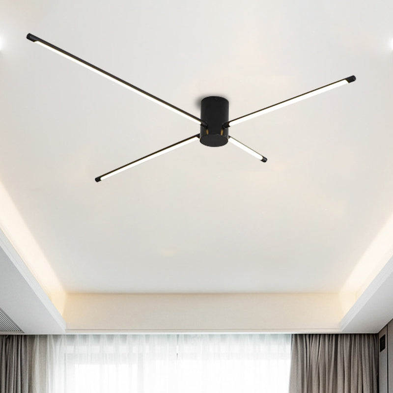 Eenvoudig Sputnik acryl semi-gemonteerd licht 35,5"/39" W zwart LED-plafondgemonteerd lichtarmatuur