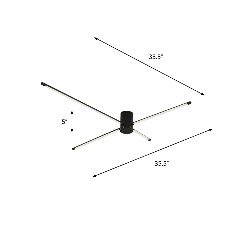 Eenvoudig Sputnik acryl semi-gemonteerd licht 35,5"/39" W zwart LED-plafondgemonteerd lichtarmatuur