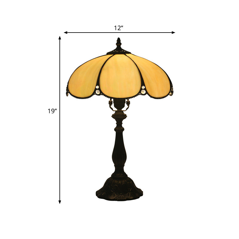 Lampe à table festonée beige baroque élégant coche simple tache de nuit en verre pour chambre à coucher