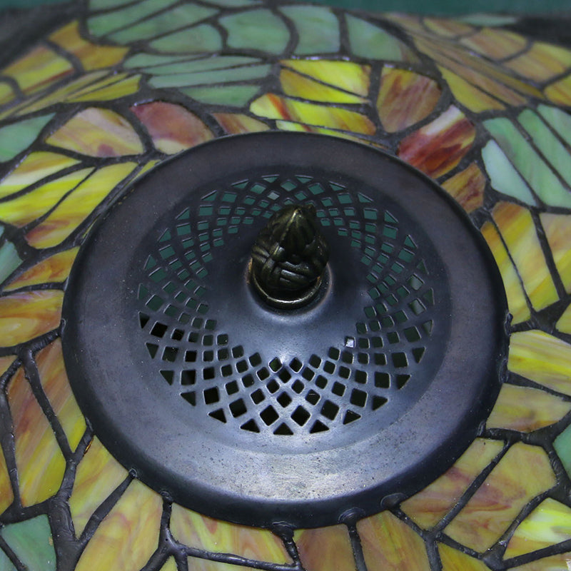 1 leichte Nachttisch -Lampenmediterraner -Blatt -Buntglas -Tischlicht in Messing für Innenräume