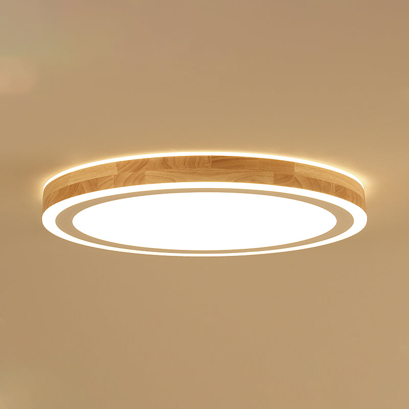 Kit de plafonnier LED en bois naturel, éclairage rond Super fin de 12/15 pouces de diamètre, de Style nordique, pour chambre à coucher