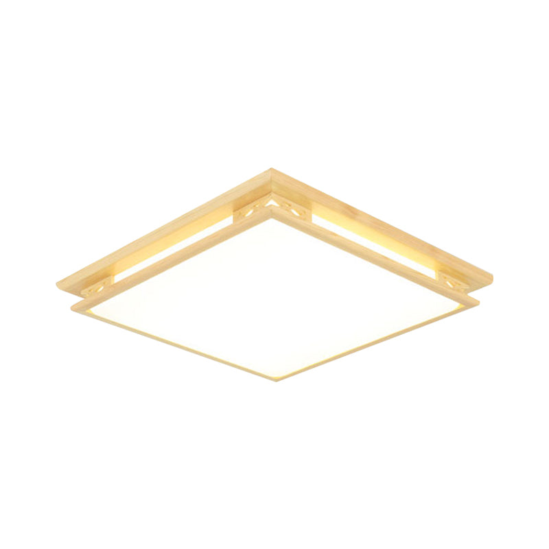 Modernity LED Ceiling Light Fixture Acrylic Shade Wood Squared Flush Mount Lamp in Warm/White Light, 18"/21.5" Wide