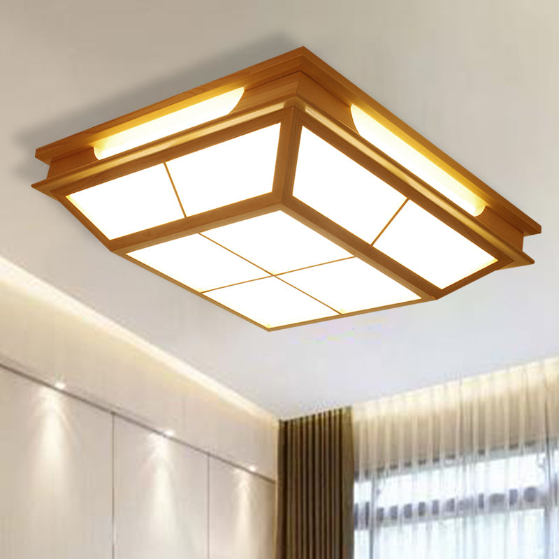 Plafonnier conique beige de 18 po/21,5 po de W, plafonnier contemporain à LED en bois naturel avec lumière chaude/blanche