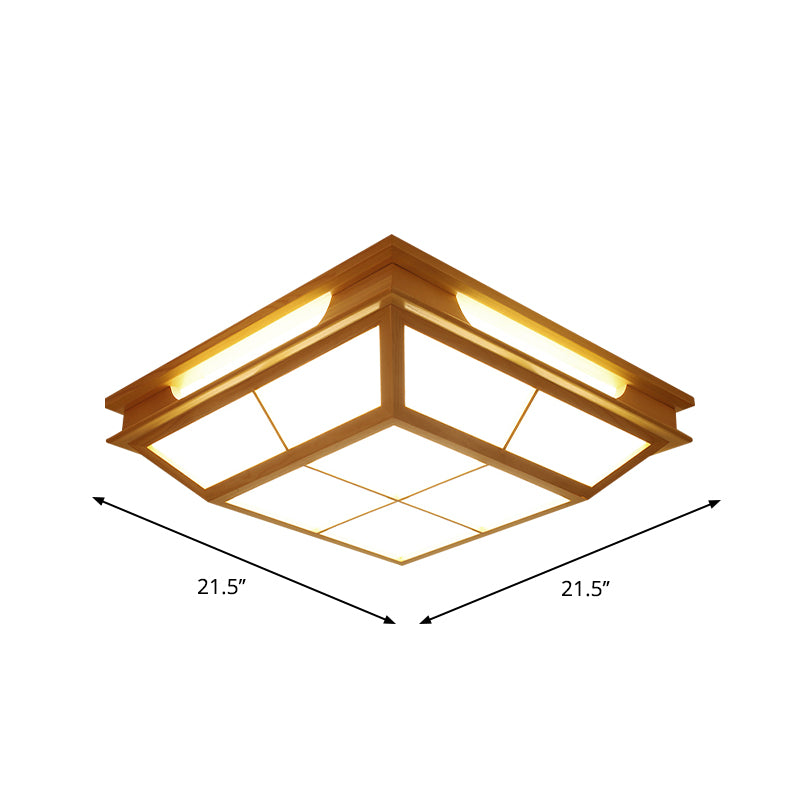 Plafonnier conique beige de 18 po/21,5 po de W, plafonnier contemporain à LED en bois naturel avec lumière chaude/blanche