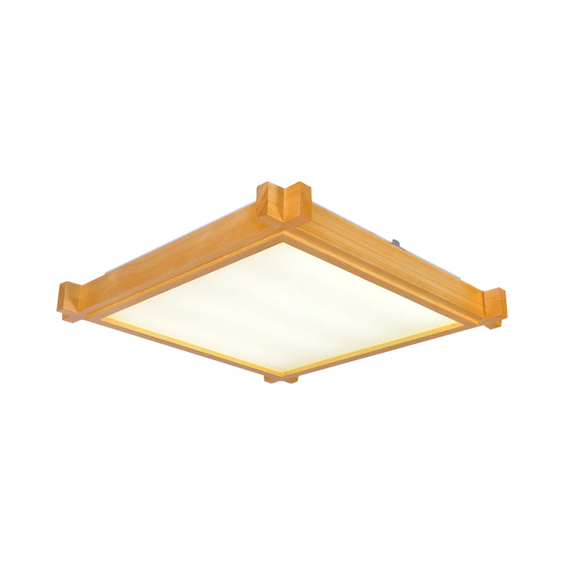 LED Wohnzimmer Flush Mount Licht Minimalist Beige Deckenbeleuchtung mit Square Wood Shade in Warm/White Light, 15 "/19" /21.5 " W