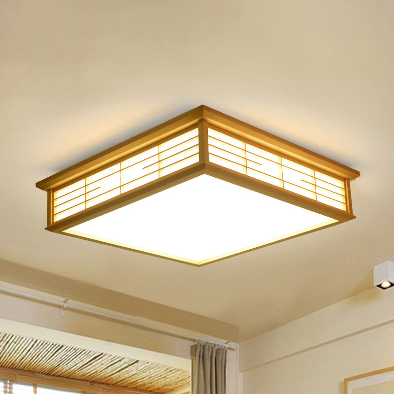 Plafonnier LED en bois naturel, boîte simple, éclairage encastré, 14/18/21,5 pouces, pour chambre à coucher, lumière blanche chaude/blanche