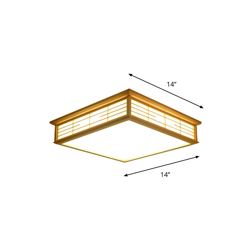 Plafonnier LED en bois naturel, boîte simple, éclairage encastré, 14/18/21,5 pouces, pour chambre à coucher, lumière blanche chaude/blanche
