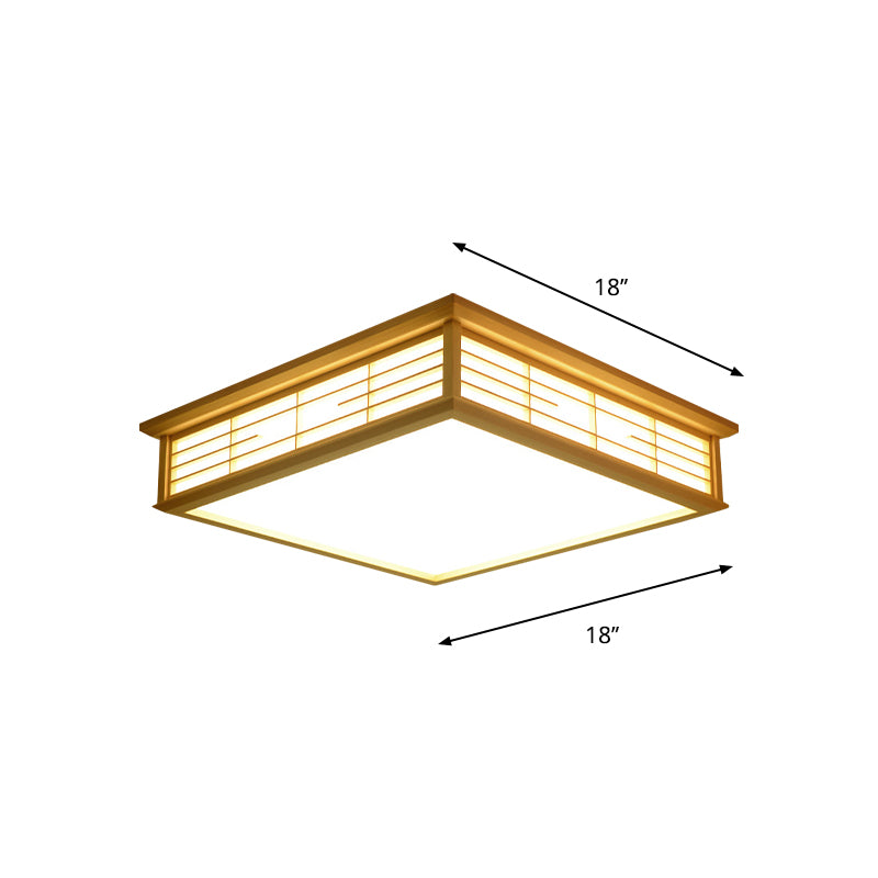 Plafonnier LED en bois naturel, boîte simple, éclairage encastré, 14/18/21,5 pouces, pour chambre à coucher, lumière blanche chaude/blanche
