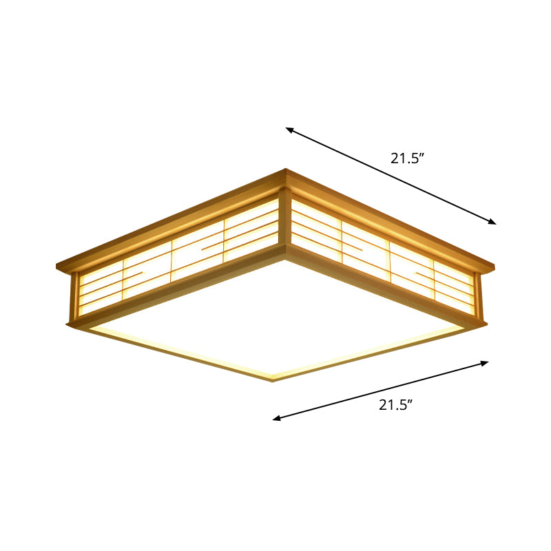 Plafonnier LED en bois naturel, boîte simple, éclairage encastré, 14/18/21,5 pouces, pour chambre à coucher, lumière blanche chaude/blanche