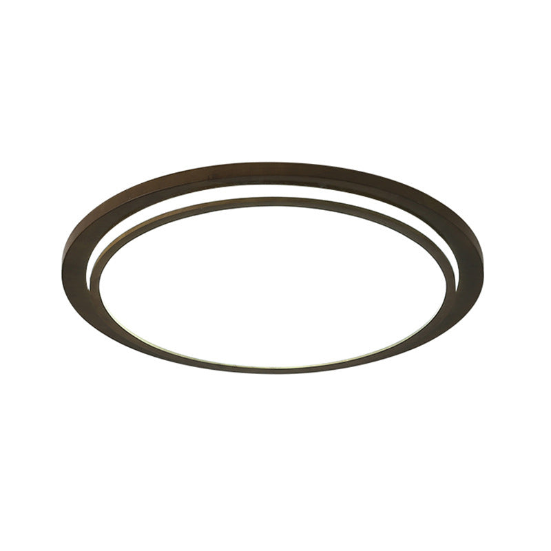 Holz-Trommel LED-Flush Leuchtenleuchte moderne braun Deckenleuchte in Warm/Weiß/Natürliches Licht, 15 "/18" /23 " Breite