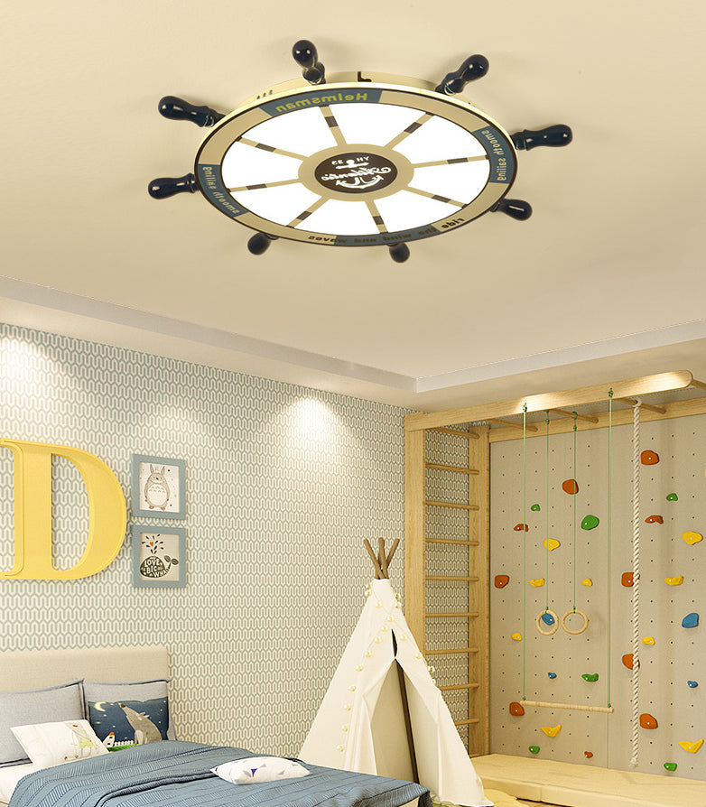 Children's Room Ceiling Light Fixture Nordic Modern Minimalist Style Boy Bedroom Creative Cute Cartoon Marine Rudder Lamps