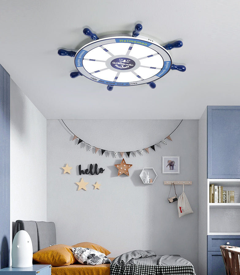 Children's Room Ceiling Light Fixture Nordic Modern Minimalist Style Boy Bedroom Creative Cute Cartoon Marine Rudder Lamps