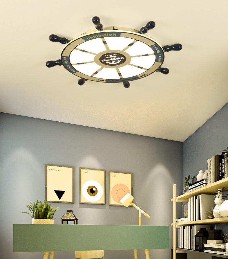 Children's Room Ceiling Light Fixture Nordic Modern Minimalist Style Boy Bedroom Creative Cute Cartoon Marine Rudder Lamps