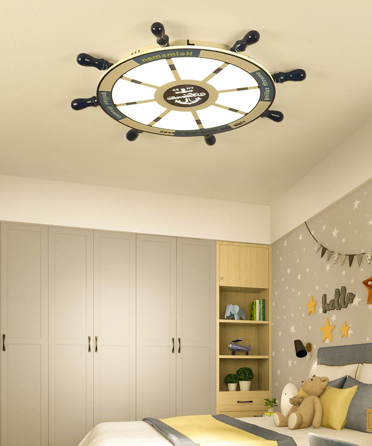 Children's Room Ceiling Light Fixture Nordic Modern Minimalist Style Boy Bedroom Creative Cute Cartoon Marine Rudder Lamps