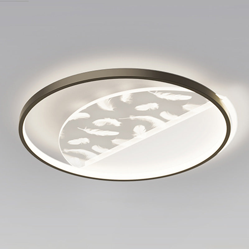 Modern Romantic Feather LED Ceiling Light Geometric Wrought Iron Ceiling Fixture for Bedroom