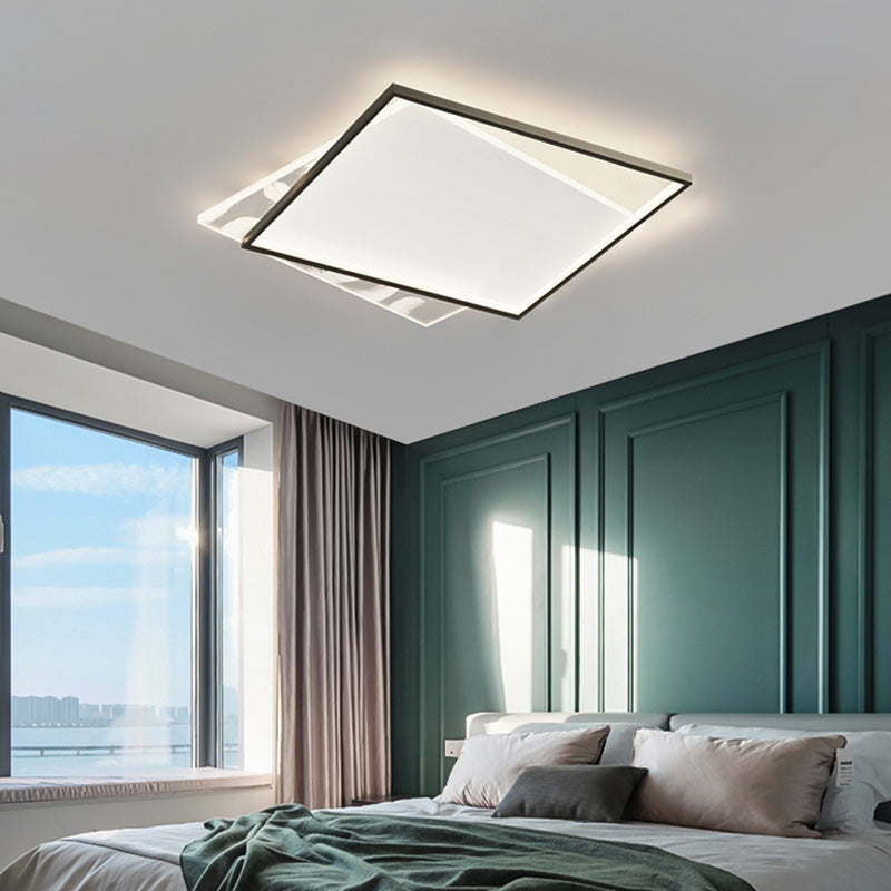 Modern Romantic Feather LED Ceiling Light Geometric Wrought Iron Ceiling Fixture for Bedroom