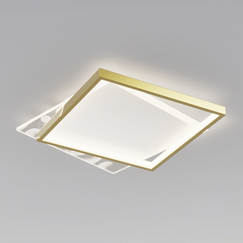 Modern Romantic Feather LED Ceiling Light Geometric Wrought Iron Ceiling Fixture for Bedroom