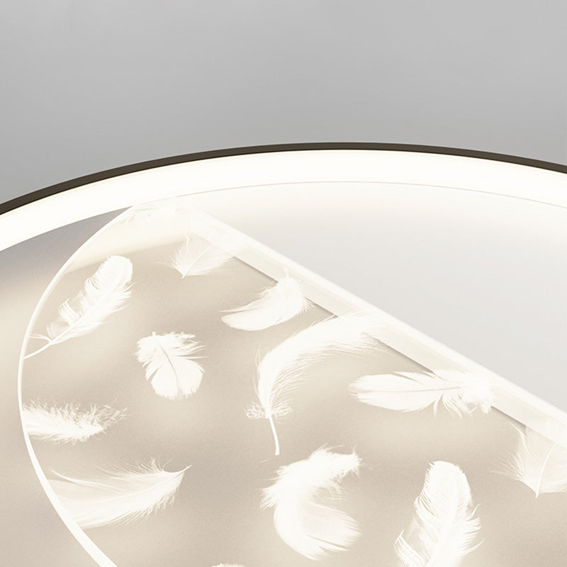 Modern Romantic Feather LED Ceiling Light Geometric Wrought Iron Ceiling Fixture for Bedroom